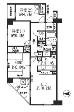 港北ニュータウンセンター南パーク・ホームズの物件間取画像